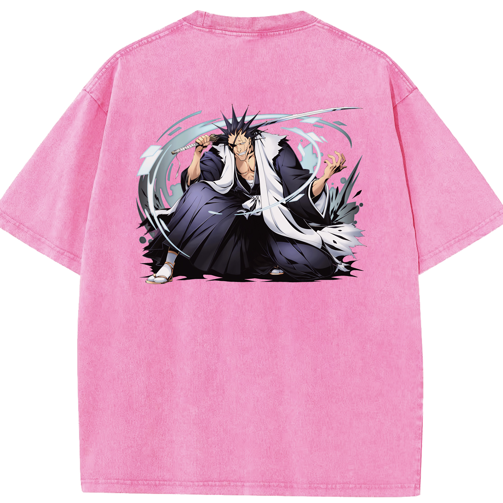 （画像用） ブリーチ ざらき けんぱち BLEACH Zaraki Kenpachi 綿100% ヴィンテージ風 半袖Tシャツ（背面プリント）
